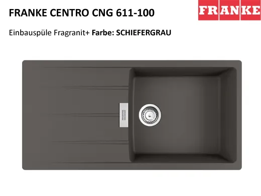 ❎ FRANKE Kchensple Centro CNG 611-100 Fragranit+ Einbausple / Granitsple mit Siebkorb als Drehknopfventil