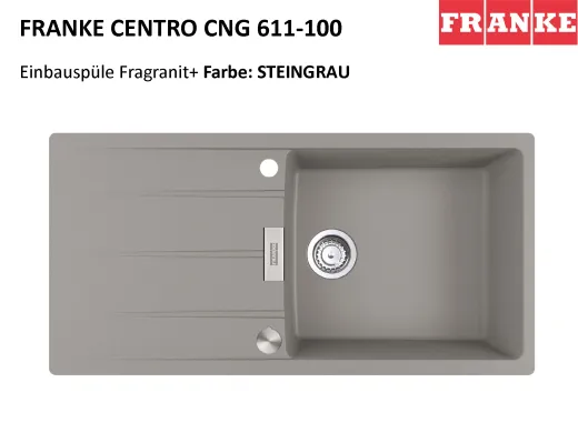 ❎ FRANKE Kchensple Centro CNG 611-100 Fragranit+ Einbausple / Granitsple mit Siebkorb als Drehknopfventil