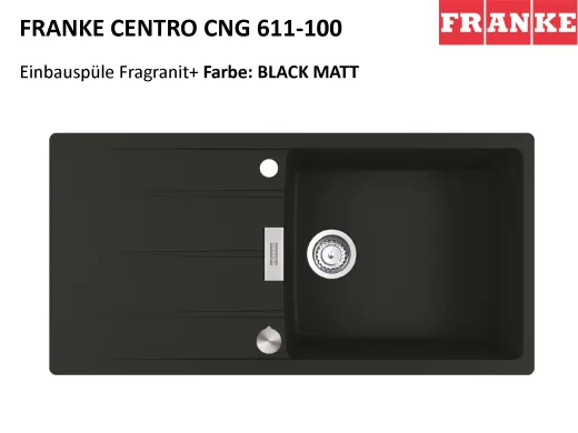 ❎ FRANKE Kchensple Centro CNG 611-100 Fragranit+ Einbausple / Granitsple mit Siebkorb als Drehknopfventil