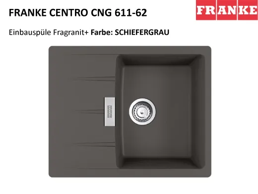 FRANKE Kchensple Centro CNG 611-62 Fragranit+ Einbausple / Granitsple mit Siebkorb als Drehknopfventil