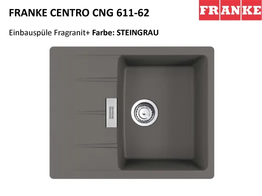 FRANKE Kchensple Centro CNG 611-62 Fragranit+ Einbausple / Granitsple mit Siebkorb als Drehknopfventil