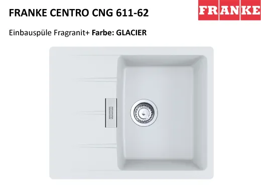 FRANKE Kchensple Centro CNG 611-62 Fragranit+ Einbausple / Granitsple mit Siebkorb als Drehknopfventil