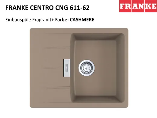 FRANKE Kchensple Centro CNG 611-62 Fragranit+ Einbausple / Granitsple mit Siebkorb als Drehknopfventil