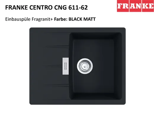 FRANKE Kchensple Centro CNG 611-62 Fragranit+ Einbausple / Granitsple mit Siebkorb als Drehknopfventil