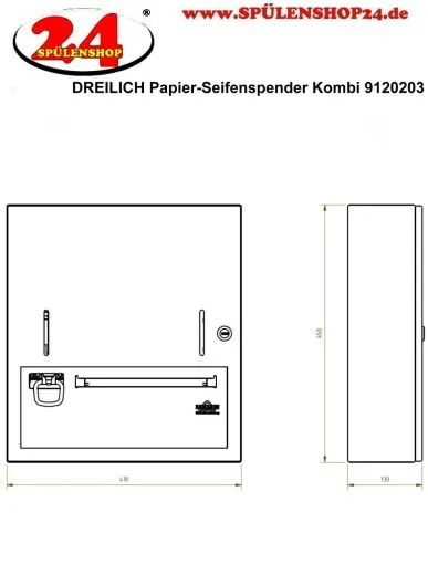 DREILICH Sirius II Papierhandtuch / Seifenspender Kombination 9120203 zur Aufputz- oder Unterputzmontage mit flachem Zylinderschloss (2002040031)
