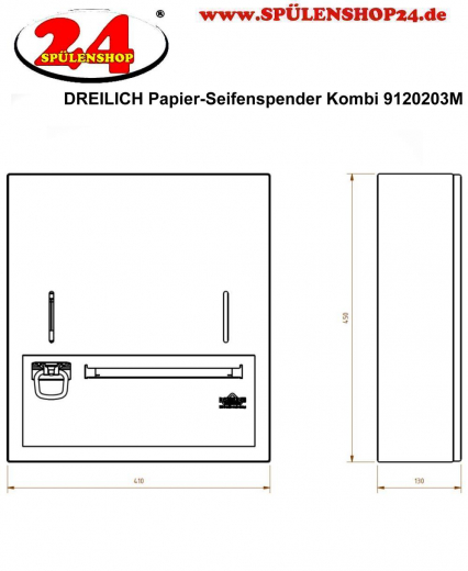 DREILICH Sirius II Papierhandtuch / Seifenspender Kombination 9120203M zur Aufputz- oder Unterputzmontage mit verdecktem Magnetschloss (2002040032)