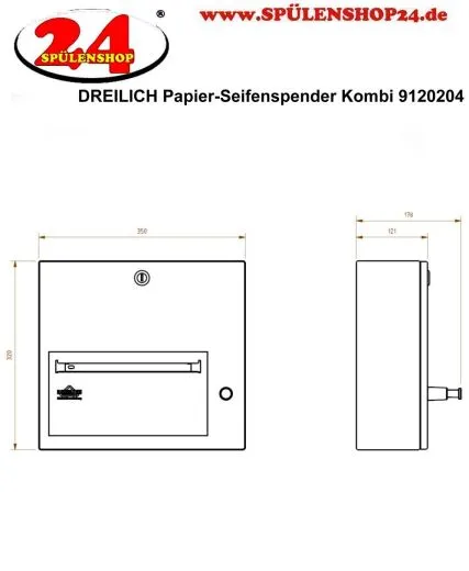 DREILICH Sirius II Papierhandtuch / Seifenspender Kombination 9120204 zur Aufputz- oder Unterputzmontage mit flachem Zylinderschloss (2002040062)