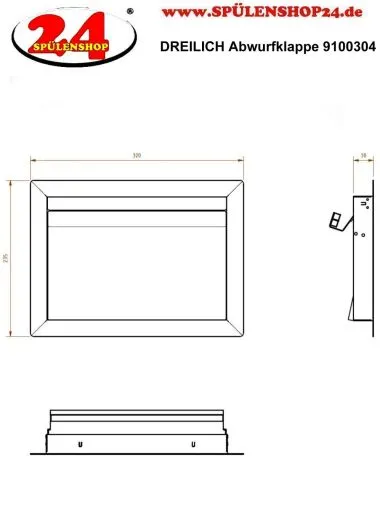 DREILICH Sirius II Abfall-Abwurfklappe 9100304 zum horizontalen Einbau in Waschtischplatten oder Arbeitsplatten (2002080082)