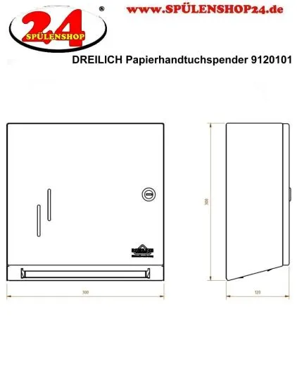 DREILICH Sirius II Papierhandtuchspender 9120101 zur verdeckten Wandmontage mit flachem Zylinderschloss (2002040001)