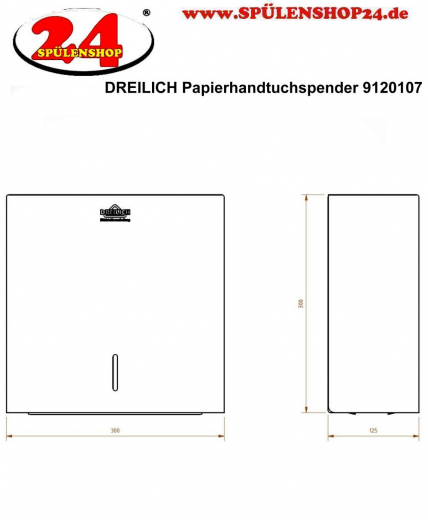 DREILICH Sirius II Papierhandtuchspender 9120107 zur verdeckten Wandmontage mit starkem Magnetschloss (2002040008)