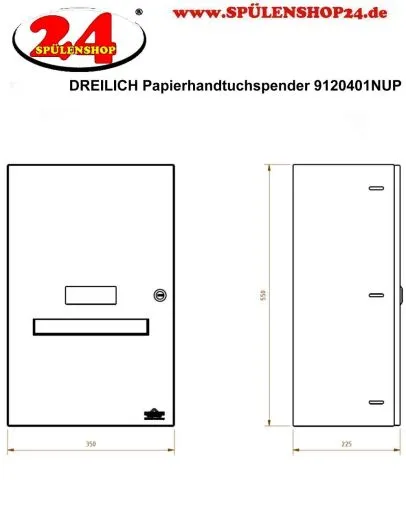 DREILICH Sirius II Papierhandtuchspender 9120401NUP NonTouch opto-elektronisch gesteuerte Sensorik mit Netzanschluss fr die Unterputz Wandmontage (2002040043)