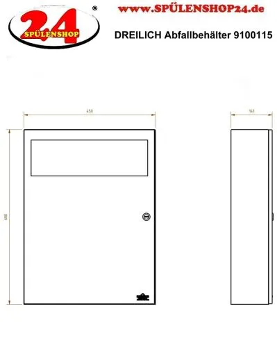DREILICH Sirius II Abfallbehlter 9100115 zur Aufputz- oder Unterputzmontage mit Schwingklappe Fassungsvermgen ca. 19,5 Liter (2002080009)