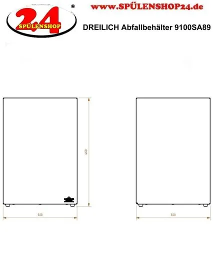 DREILICH Sirius II Abfallbehlter 9100SA89 zur freien Aufstellung ohne Deckel Fassungsvermgen ca. 45 Liter (2002080012)