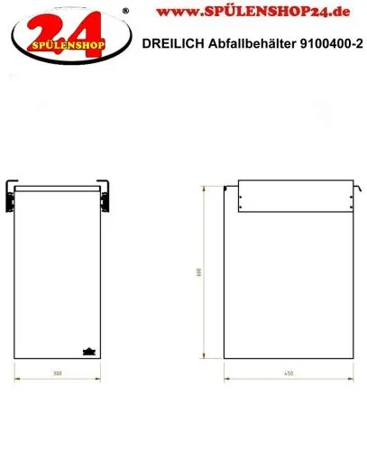 DREILICH Sirius II Abfallbehlter 9100400-2 ausfahrbar zur Untertischmontage ohne Einwurfhlse Fassungsvermgen ca. 80 Liter (2002080061)