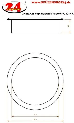 DREILICH Sirius II Papierabwurfhlse 9100301PK poliert zum Einbau in Waschtischplatten oder Schrzen (2002080080)