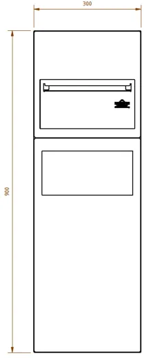 DREILICH Sirius II Papierhandtuchspender / Abfallbehlter Kombination 9124103M zur verdeckten Wandmontage mit Magnetschloss (2002040065)