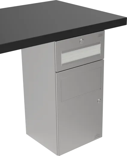 DREILICH Sirius II Papierhandtuchspender / Abfallbehlter Kombination 9123102 zur verdeckten Untertischmontage mit flachem Zylinderschloss (2002040019)