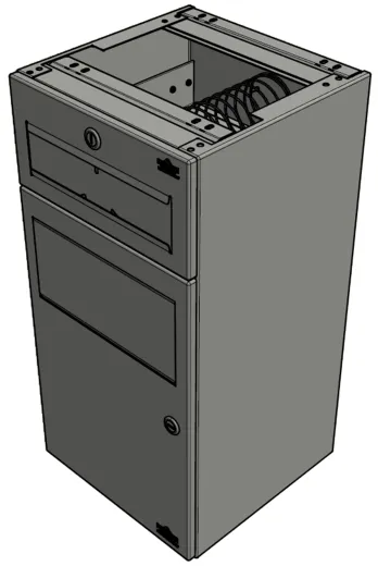 DREILICH Sirius II Papierhandtuchspender / Abfallbehlter Kombination 9123102 zur verdeckten Untertischmontage mit flachem Zylinderschloss (2002040019)