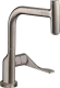 AXOR Kchenarmatur Citterio Select Edelstahl Finish Einhebelmischer 230 mit Ausziehauslauf und Select-Knopf (39861800)