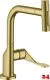 AXOR Kchenarmatur Citterio Select Brushed Brass PVD Einhebelmischer 230 mit Zugauslauf als Ausziehbrause und Select-Knopf 2jet, sBox (39862950)