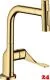 AXOR Kchenarmatur Citterio Select Polished Gold Optic PVD Einhebelmischer 230 mit Zugauslauf als Ausziehbrause und Select-Knopf 2jet, sBox (39862990)