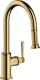 AXOR Kchenarmatur Montreux Polished Gold Optic PVD Einhebelmischer 180 mit Zugauslauf als Auszugsbrause Schwenkbereich einstellbar (16581990)