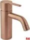 DAMIXA Waschtischarmatur Silhouet - Small Kupfer gebrstet PVD Badarmatur als Einhebelmischer mit Festauslauf