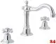 DAMIXA Dreiloch-Waschtischarmatur Tradition Modern Classic Chrom Zweigriffmischer mit Festauslauf in Nostalgieoptik mit Zugstange