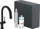 HANSGROHE Kchenarmatur Aqittura M91 Mattschwarz SodaSystem 210 mit Ausziehauslauf, 1jet, sBox, Starter Set (76806670)