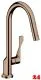 AXOR Kchenarmatur Citterio Polished Red Gold Einhebelmischer 250 mit Zugauslauf als Ausziehbrause Schwenkbereich einstellbar (39835300)