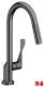 AXOR Kchenarmatur Citterio Brushed Black Chrome Einhebelmischer 250 mit Zugauslauf als Ausziehbrause Schwenkbereich einstellbar (39835340)