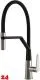 Systemceram KeraDomo K�chenarmatur Tono Pro Edelstahlfinish/Schwarz Einhebelmischer mit Pendelbrause umstellbar