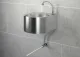 DELABIE Aquarotter Handwaschbecken SXL auf S�ule Edelstahl satiniert fugenlos eingepresstes Rundbecken mit Selbstschlussarmatur und Fu�bet�tigung Ohne �berlauf (180300)