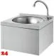 DELABIE Aquarotter Handwaschbecken SXS Edelstahl satiniert fugenlos eingepresstes Rundbecken mit Selbstschlussarmatur und Kniebet�tigung Ohne �berlauf (182310)