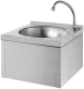 DELABIE Aquarotter Handwaschbecken SXS Edelstahl satiniert fugenlos eingepresstes Rundbecken mit Selbstschlussarmatur und Kniebet�tigung Ohne �berlauf (182310)
