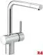 DAMIXA Kchenarmatur Merkur L-Auslauf Chrom Einhebelmischer mit Festauslauf und Gelenkperlator