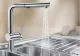 BLANCO Kchenarmatur Linus-S Vario Chrom Einhebelmischer mit Zugauslauf 140 schwenkbarer Auslauf Brause umstellbar