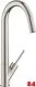 AXOR Kchenarmatur Starck Edelstahl Finish Einhebelmischer 300 mit Festauslauf und Joystick-Bedienung Schwenkbereich einstellbar (10822800)