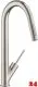 AXOR Kchenarmatur Starck Edelstahl Finish Einhebelmischer 270 mit Zugauslauf als Ausziehbrause mit Joystick-Bedienung (10821800)