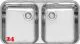 REGINOX Kchensple L18 35D40 (L) KGOKG Einbausple Edelstahl 3 in 1 mit Flachrand Doppelbecken mit Siebkorb als Stopfenventil