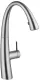 KWC Kchenarmatur Zoe 10.201.102.127FL Einhebelmischer Decor Steel mit Geschirrbrause Griffposition auswhlbar (122931)