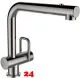 LAUFEN ARWA Kchenarmatur Twin HF989683441001 Edelstahl massiv Einhebelmischer / Spltischarmatur mit Zugauslauf und Umstellbrause