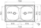 PYRAMIS Kchensple E78 (78x43,5) 2B Einbausple / Doppelsple Ablauf mit Gummistopfen ohne Hahnlochbohrung