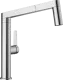 BLANCO Kchenarmatur Panera-S Edelstahl massiv Einhebelmischer / Spltischarmatur mit Zugauslauf mit Brausefunktion