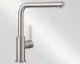 BLANCO Kchenarmatur Lanora Edelstahl massiv Einhebelmischer / Spltischarmatur mit Festauslauf 360 schwenkbarer Auslauf