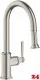 AXOR Kchenarmatur Montreux Edelstahl Finish Einhebelmischer 180 mit Zugauslauf als Auszugsbrause Schwenkbereich einstellbar (16581800)
