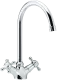 DAMIXA Kchenarmatur Tradition Classic C-Auslauf Chrom Zweigriffmischer in Nostalgieoptik