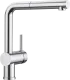 BLANCO Kchenarmatur Linus-S PVD Steel Einhebelmischer / Spltischarmatur mit Zugauslauf 140 schwenkbarer Auslauf