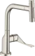 AXOR Kchenarmatur Citterio Select Edelstahl Finish Einhebelmischer 230 mit Zugauslauf als Ausziehbrause und Select-Knopf 2jet, sBox (39862800)