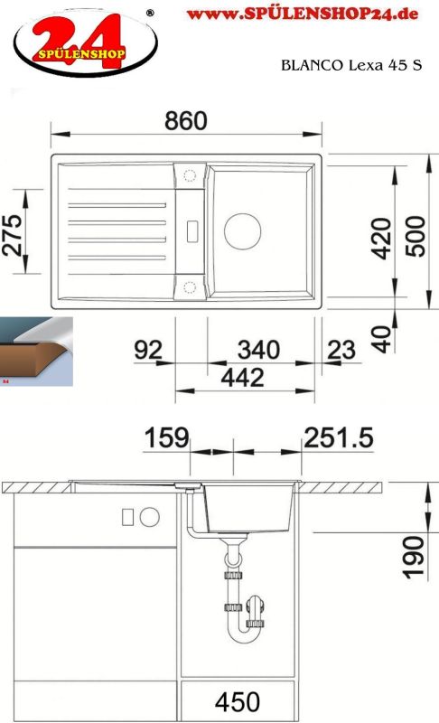 BLANCO LEXA 45 S günstig kaufen | Spüle Silgranit | online